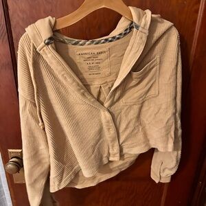 American eagle mustard cropped hoodie size XS